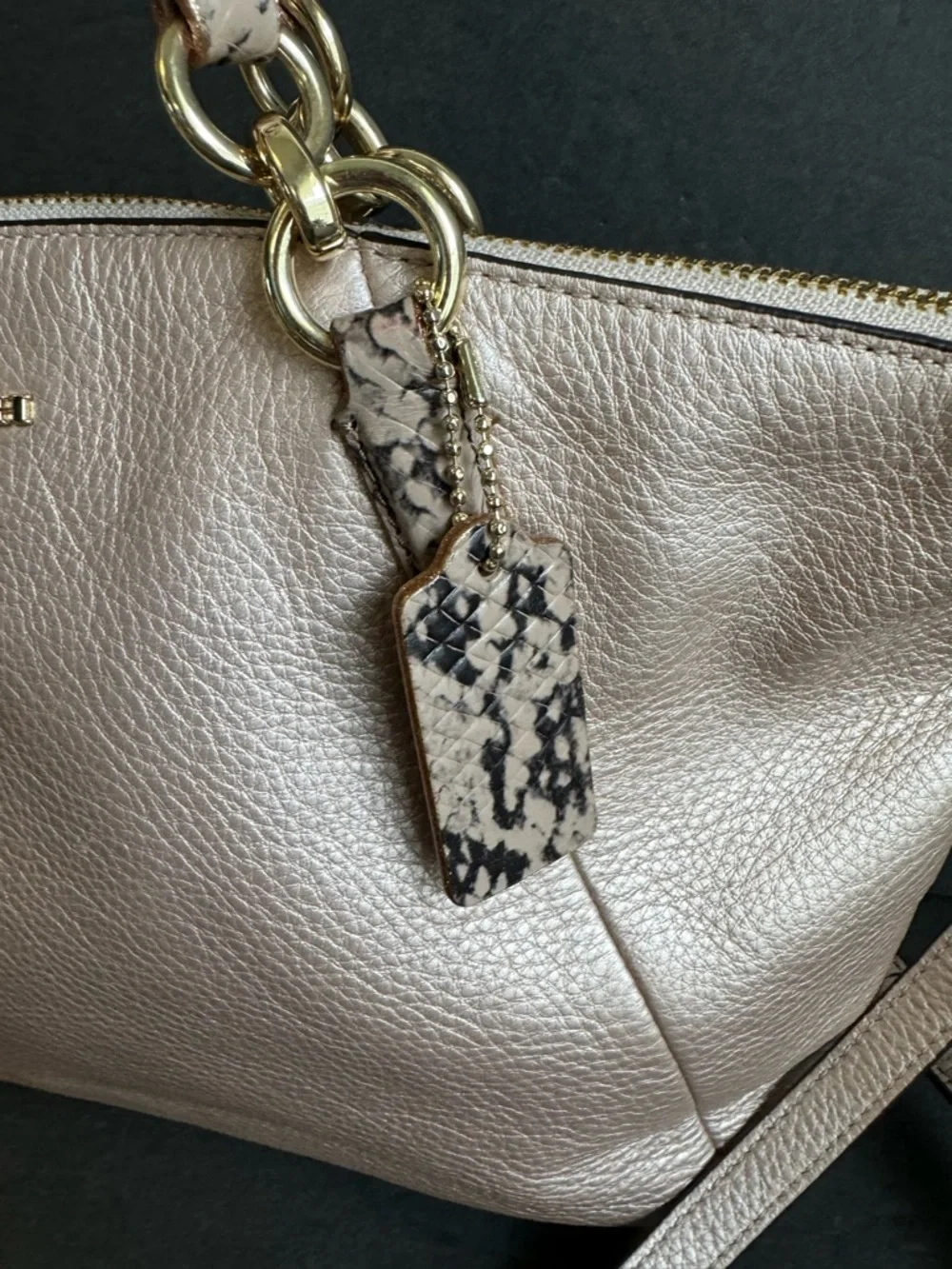 Coach Kelsey Metallic Top Handle Bag Reptile Print Handles Crossbody Purse - Picture 4 of 16